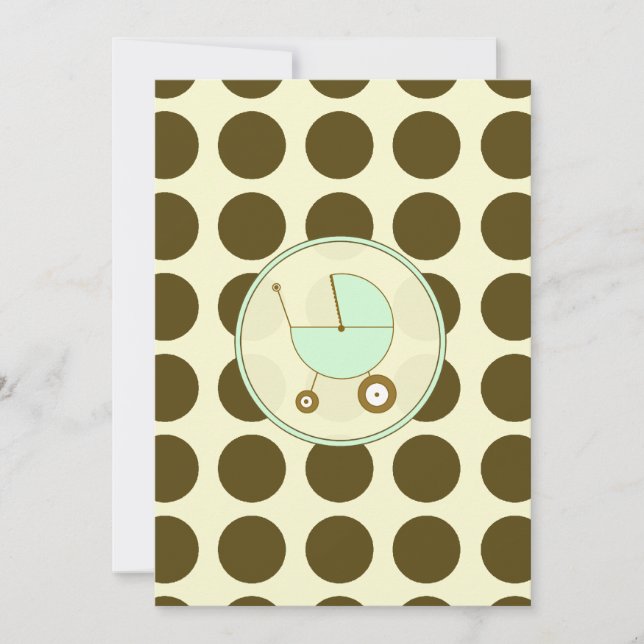 Green and Brown Polka Dot Baby Shower Invitation (Front)