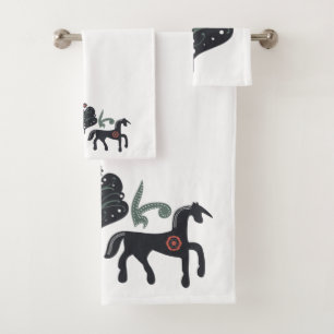 Green and Brown Scandinavian Bath Towel Set