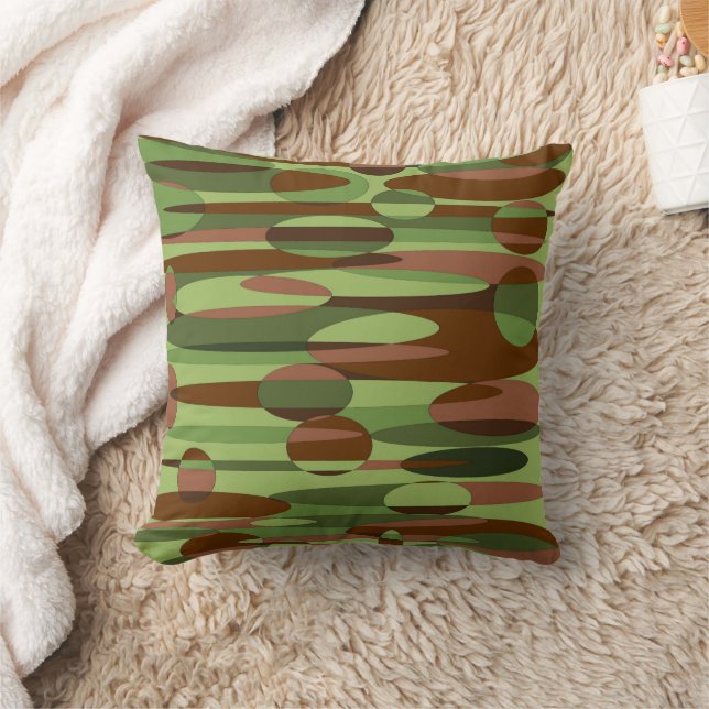 Green and Brown Spheres  Throw Pillow (Blanket)
