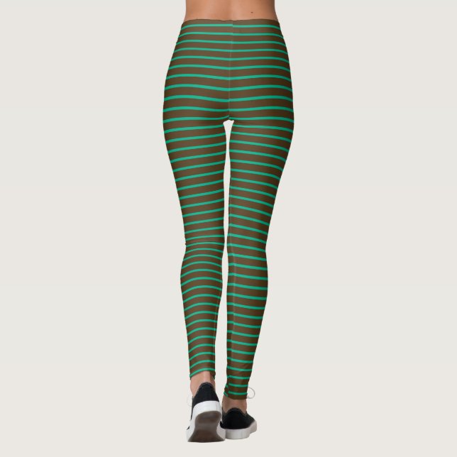 Green And Brown Striped Leggings (Back)