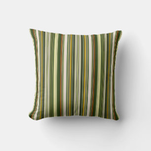 Green and Brown Stripes Throw Pillow