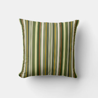Green and Brown Stripes Throw Pillow