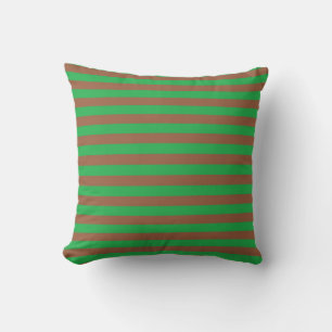 Green and Brown Stripes Throw Pillow