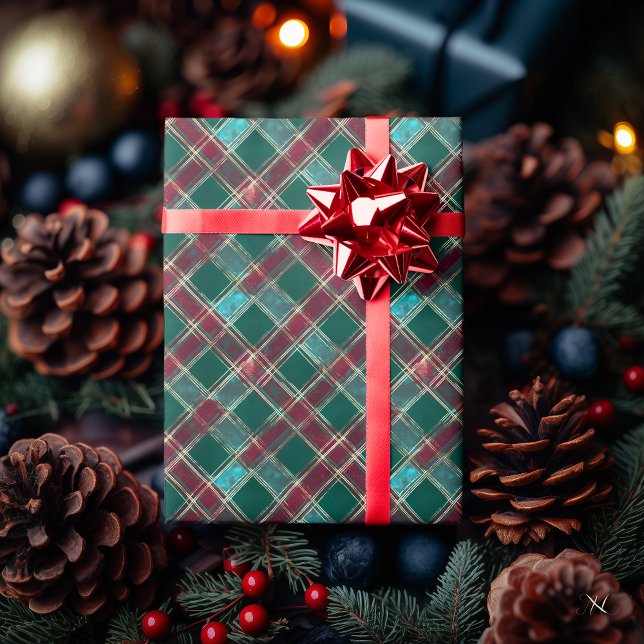 Green and Burgundy Chequered Pattern – Classic  Wrapping Paper (Creator Uploaded)