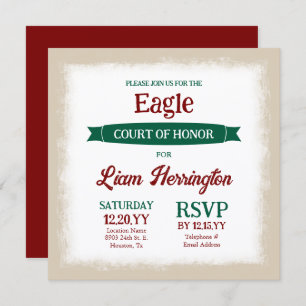 Green and Burgundy Eagle Scout Court of Honor Invitation