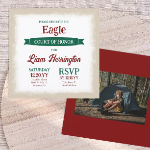 Green and Burgundy Eagle Scout Court of Honor Invitation