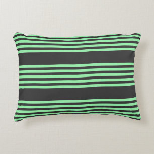 Green and charcoal five stripes pattern accent pillow