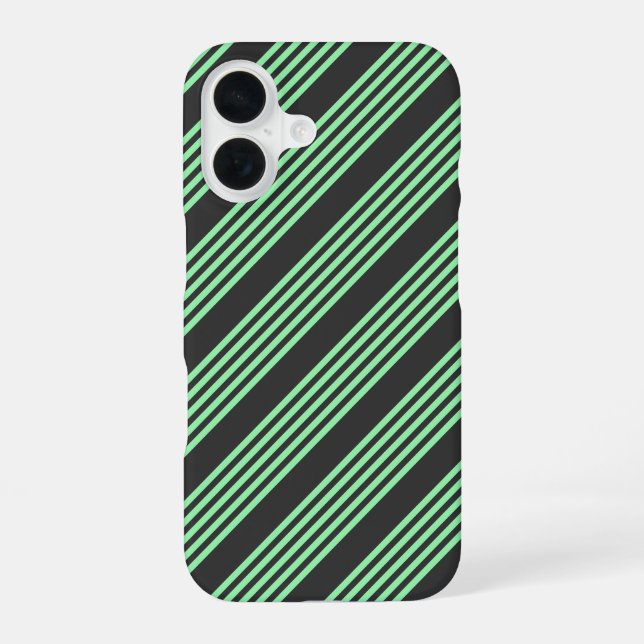 Green and charcoal five stripes pattern iPhone 16 case (Back)