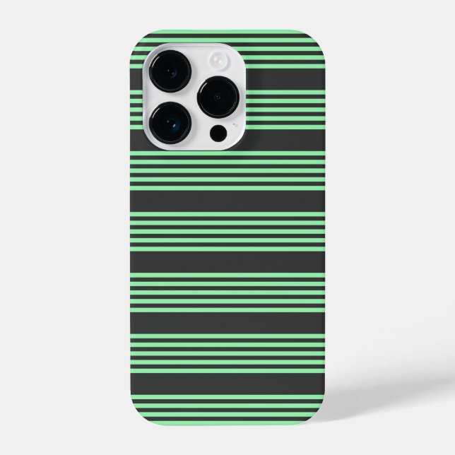 Green and charcoal five stripes pattern iPhone case (Back)