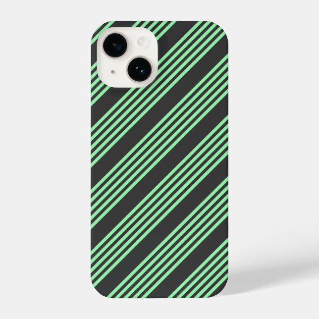 Green and charcoal five stripes pattern iPhone case (Back)