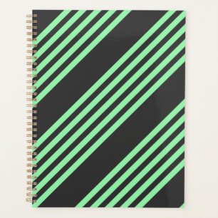 Green and charcoal five stripes pattern planner