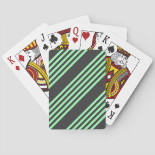 Green and charcoal five stripes pattern playing cards