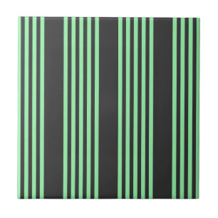 Green and charcoal five stripes pattern tile