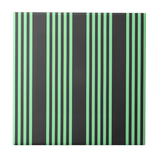 Green and charcoal five stripes pattern tile (Front)