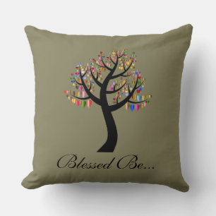 Green and Colourful Spiritual Blessed Be... Throw Pillow