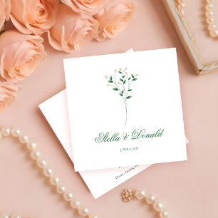 Green and Coral Twigs Wedding Monogram Invitation