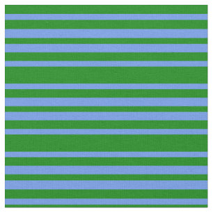 Green and Cornflower Blue Coloured Striped Pattern Fabric