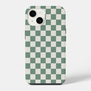 Green And Cream Chequered Classic Chequered Patter iPhone 14 Case