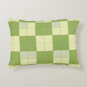 Green and Cream Chequered Tile Pattern Accent Pillow