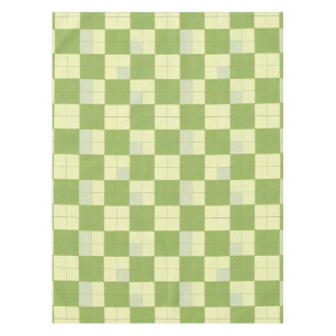 Green and Cream Chequered Tile Pattern Tablecloth