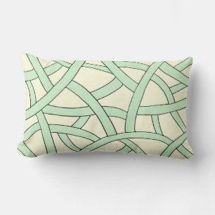 Green and Cream Hand Drawn Fantasy Pattern Lumbar Pillow