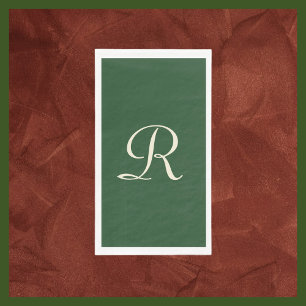 Green and Cream Monogrammed Minimalist Napkin