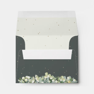 Green and Cream Snowberry+Eucalyptus Wedding A2 Envelope