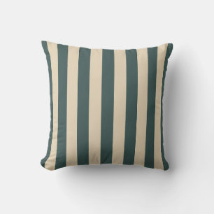 Green And Cream Vertical Stripes Throw Pillow