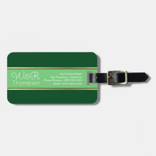 green and elegant couples travel luggage tag