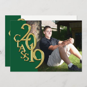 Green and Gold 2019 Graduation Invitation