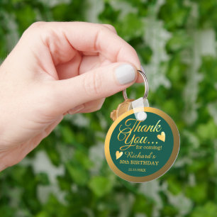 Green And Gold 50th Birthday Guest Thank You Keychain