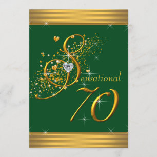 Green and Gold 70th Birthday Party Invitations