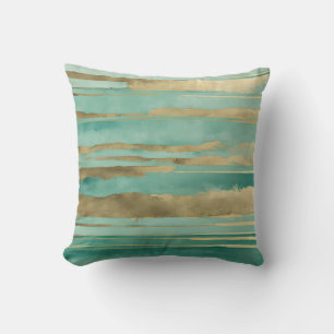 Green and Gold Abstract #2 Throw Pillow