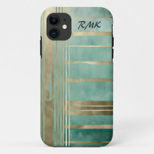 Green and Gold Abstract #3 Personalized iPhone 11 Case