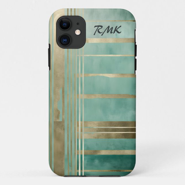 Green and Gold Abstract #3 Personalized Case-Mate iPhone Case (Back)