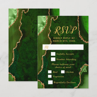 Green and Gold Agate Meal Choice RSVP