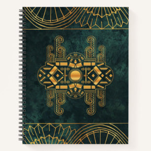 Green and Gold Art Deco Notebook