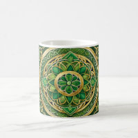 Green and Gold Celtic Knots & Stylized Flowers
