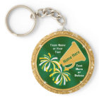 Green and Gold Cheerleader Keychains Personalized
