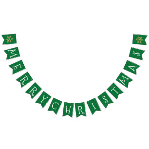 Green and Gold Christmas  Bunting Flags