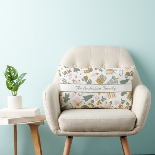 Green And Gold Christmas Holiday Party Lumbar Pillow
