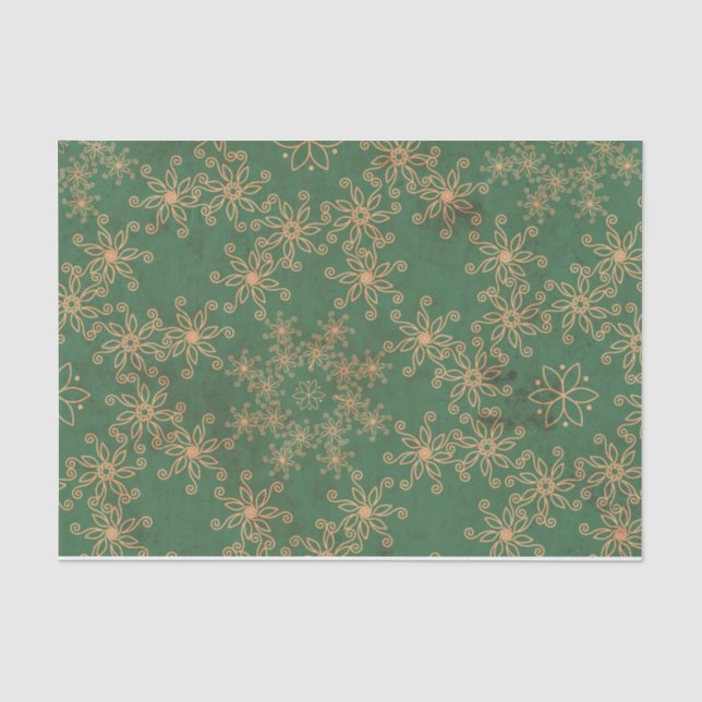 Green and Gold Christmas Pattern Tissue Paper (Front)