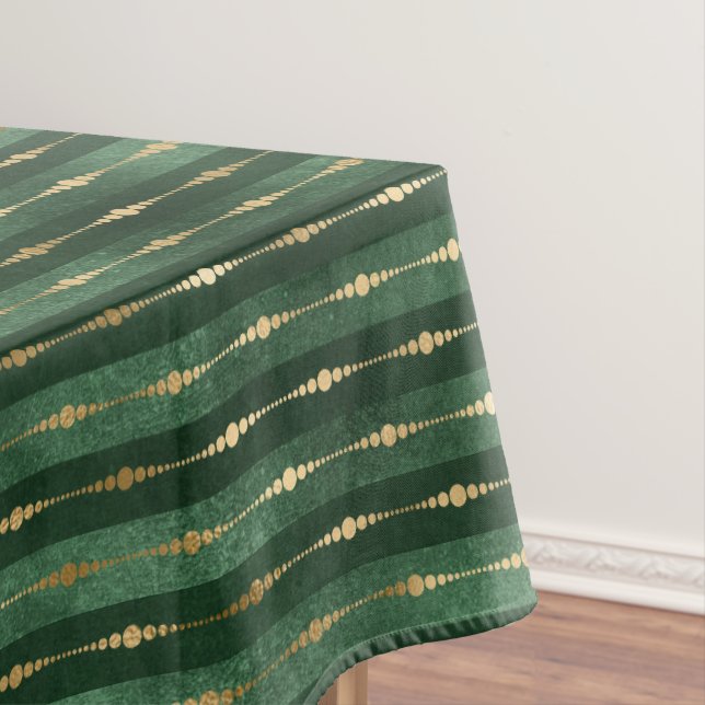 Green and Gold Christmas  Tablecloth (In Situ)