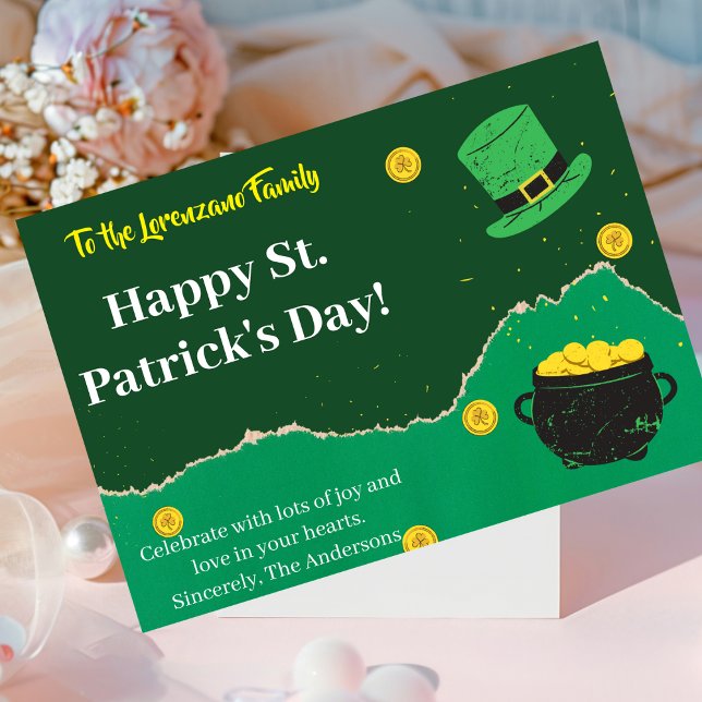 Green and Gold Coins Lines St Patrick's Day Card (Creator Uploaded)
