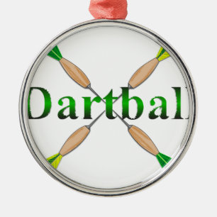 Green and Gold Dartball Darts Metal Ornament