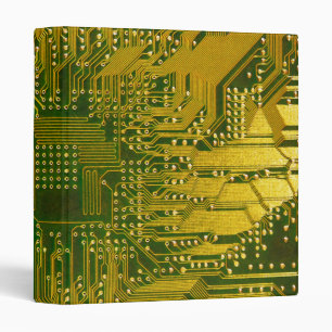 Green and Gold Electronic Computer Circuit Board Binder