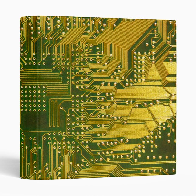 Green and Gold Electronic Computer Circuit Board Binder (Front/Spine)