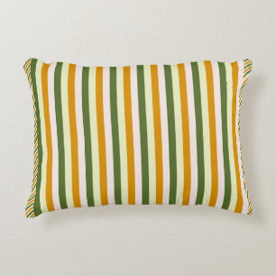 Green and Gold Elegant Stripes Doubled Accent Pillow