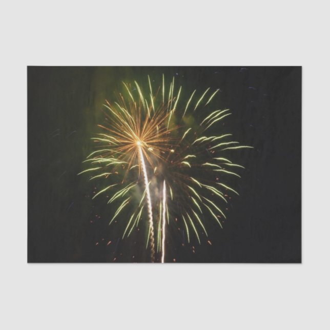 Green and Gold Fireworks Holiday Celebration Tissue Paper (Front)