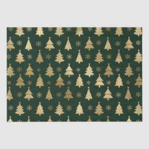 Green and Gold Foil Christmas Trees Tissue Paper
